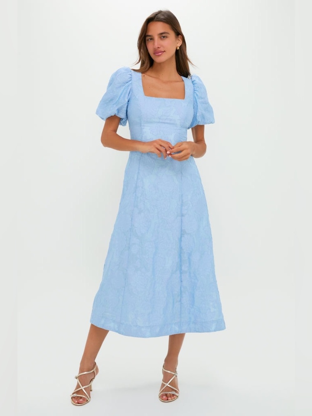 HYACINTH HOUSE NWT Ice Blue Jacquard Inez Maxi Dress, Size XXS